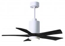  PA5-WH-BK-42 - Patricia-5 five-blade ceiling fan in Gloss White finish with 42” solid matte black wood blades a