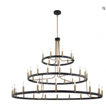 Justice Design Group NSH-8049-MBBR - Clayton 60” 3-Tier 45-Light Chandelier