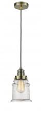  100AB-10GY-2H-AB-G184 - Winchester - 1 Light - 8 inch - Antique Brass - Cord hung - Mini Pendant