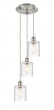  113B-3P-SN-G1113 - Cobbleskill - 3 Light - 12 inch - Brushed Satin Nickel - Cord Hung - Multi Pendant