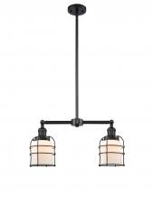 Innovations Lighting 209-BK-G51-CE-LED - Bell Cage - 2 Light - 21 inch - Matte Black - Stem Hung - Adjustable Island Light