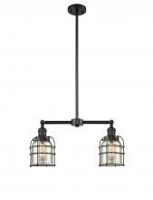 Innovations Lighting 209-BK-G58-CE-LED - Bell Cage - 2 Light - 21 inch - Matte Black - Stem Hung - Adjustable Island Light