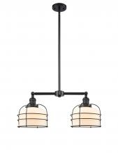  209-BK-G71-CE - Bell Cage - 2 Light - 24 inch - Matte Black - Stem Hung - Island Light