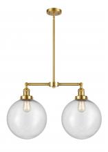 Innovations Lighting 209-SG-G204-12 - Beacon - 2 Light - 27 inch - Satin Gold - Stem Hung - Adjustable Island Light