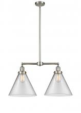  209-SN-G42-L-LED - Cone - 2 Light - 21 inch - Brushed Satin Nickel - Stem Hung - Island Light