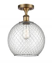 Innovations Lighting 516-1C-BB-G122-10CSN - Farmhouse Chicken Wire - 1 Light - 10 inch - Brushed Brass - Semi-Flush Mount