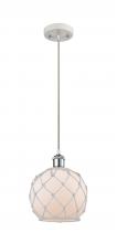 Innovations Lighting 516-1P-WPC-G121-8RW - Farmhouse Rope - 1 Light - 8 inch - White Polished Chrome - Cord hung - Mini Pendant