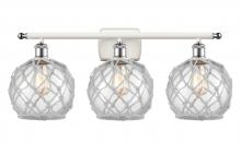 Innovations Lighting 516-3W-WPC-G122-8RW - Farmhouse Rope - 3 Light - 28 inch - White Polished Chrome - Bath Vanity Light