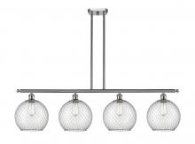 Innovations Lighting 516-4I-SN-G122-10CSN - Farmhouse Chicken Wire - 4 Light - 48 inch - Brushed Satin Nickel - Cord hung - Island Light
