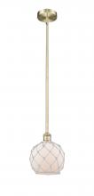 Innovations Lighting 616-1S-AB-G121-8RW - Farmhouse Rope - 1 Light - 8 inch - Antique Brass - Stem hung - Mini Pendant