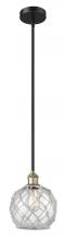 Innovations Lighting 616-1S-BAB-G122-8RW - Farmhouse Rope - 1 Light - 8 inch - Black Antique Brass - Stem hung - Mini Pendant