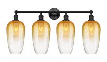 Innovations Lighting 616-4W-BK-G484-7AM - Brookhaven Flute - 4 Light - 34 inch - Matte Black - Bath Vanity Light