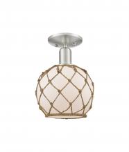Innovations Lighting 716-1C-SN-G121-8RB - Farmhouse Rope - 1 Light - 8 inch - Brushed Satin Nickel - Semi-Flush Mount