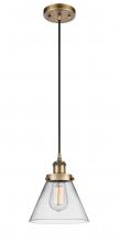  916-1P-BB-G42 - Cone - 1 Light - 8 inch - Brushed Brass - Cord hung - Mini Pendant