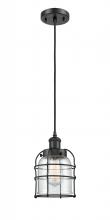  916-1P-BK-G52-CE - Bell Cage - 1 Light - 5 inch - Matte Black - Cord hung - Mini Pendant