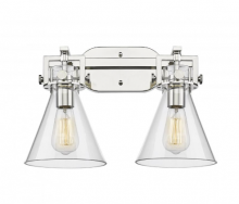 Innovations Lighting 411-2W-PN-7CL - Newton Cone - 2 Light - 17 inch - Polished Nickel - Bath Vanity Light