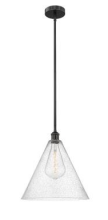 Innovations Lighting 616-1S-BK-GBC-164 - Berkshire - 1 Light - 16 inch - Matte Black - Cord hung - Pendant