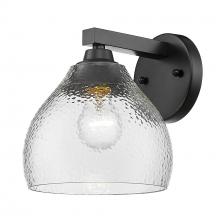 Golden 1094-1W BLK-HCG - Ariella BLK 1 Light Wall Sconce in Matte Black with Hammered Clear Glass Shade