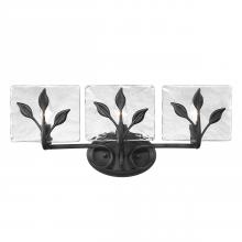 Golden 3160-BA3 NB-HWG - Calla 3-Light Vanity Light in Natural Black with Hammered Water Glass