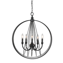 Golden 7035-5P BLK - Quinn 5 Light Pendant