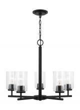  31171-112 - Oslo indoor dimmable 5-light chandelier in a midnight black finish with a clear seeded glass shade