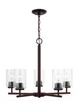  31171-710 - Oslo indoor dimmable 5-light chandelier in a bronze finish with a clear seeded glass shade