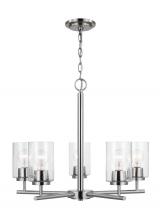  31171-962 - Oslo indoor dimmable 5-light chandelier in a brushed nickel finish with a clear seeded glass shade