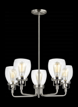  3214505-962 - Belton transitional 5-light indoor dimmable ceiling up chandelier pendant light in brushed nickel si