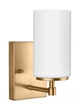  4124601-848 - Alturas contemporary 1-light indoor dimmable bath vanity wall sconce in satin brass gold finish with