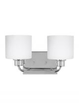  4428802-05 - Canfield modern 2-light indoor dimmable bath vanity wall sconce in chrome silver finish with etched