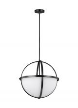  6624603-112 - Alturas indoor dimmable 3-light pendant in a midnight black finish and etched white glass shades