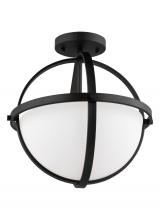  7724602-112 - Alturas indoor dimmable 2-light semi-flush convertible pendant in a midnight black finish and etched