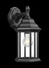  8338701-12 - Sevier traditional 1-light outdoor exterior small downlight outdoor wall lantern sconce in black fin