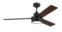 Generation Lighting 3JVR52MBKD - Jovie 52" Dimmable Indoor/Outdoor Integrated LED Midnight Black Ceiling Fan with Light Kit Wall