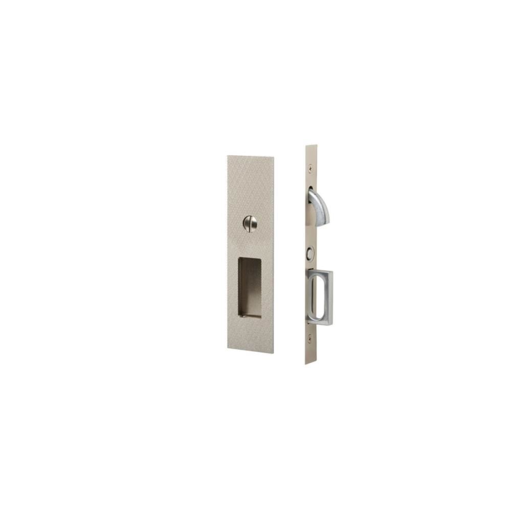 Privacy, Knurled Narrow Modern Rectangular Pocket Door Mortise Lock, US15