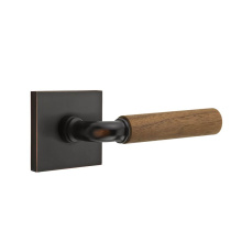 Emtek 5110US10B.RAUS10B.WNWD.RH - Select Passage, Square Rosette US10B, R-Bar Stem US10B, Dark Walnut Handle, RH
