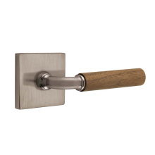 Emtek 5110US15A.RAUS15A.WNWD.RH - Select Passage, Square Rosette US15A, R-Bar Stem US15A, Dark Walnut Handle, RH