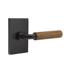 Emtek 5112US19.RAUS19.WNWD.RH - Select Passage, Modern Rectangular Rosette US19, R-Bar Stem US19, Dark Walnut Handle, RH