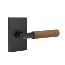 Emtek 5112US19.TAUS19.WNWD.LH - Select Passage, Modern Rectangular Rosette US19, T-Bar Stem US19, Dark Walnut Handle, LH