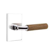 Emtek 5212US26.RAUS26.WNWD.RH - Select Privacy, Modern Rectangular Rosette US26, R-Bar Stem US26, Dark Walnut Handle, RH