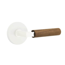 Emtek 5109MW.LSMW.WNWD.RH - Select Passage, Disk Rosette Matte White, L-Square Stem Matte White, Dark Walnut Handle, RH