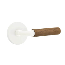 Emtek 5109MW.RAMW.WNWD.LH - Select Passage, Disk Rosette Matte White, R-Bar Stem Matte White, Dark Walnut Handle, LH