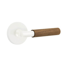 Emtek 5109MW.TAMW.WNWD.RH - Select Passage, Disk Rosette Matte White, T-Bar Stem Matte White, Dark Walnut Handle, RH