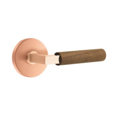 Emtek 5059SRG.LSSRG.WNWD - Select Dummy, Disk Rosette Satin Rose Gold, L-Square Stem Satin Rose Gold, Dark Walnut Handle