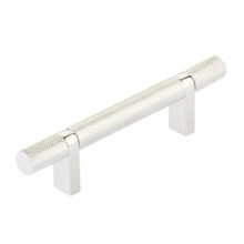 Emtek 84152.RCBUS14.KNUS14 - Select Cabinet Pull 3-1/2'' C-C, Rectangular Bar Stem US14, Knurled Bar US14