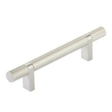 Emtek 84153.RCBUS15.KNUS15 - Select Cabinet Pull 4'' C-C, Rectangular Bar Stem US15, Knurled Bar US15