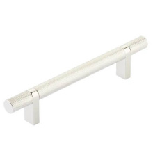 Emtek 84154.RCBUS14.KNUS14 - Select Cabinet Pull 5'' C-C,  Rectangular Bar Stem US14, Knurled Bar US14