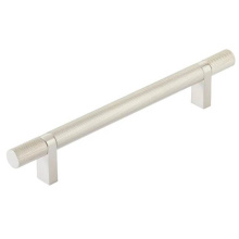 Emtek 84155.RCBUS15.KNUS15 - Select Cabinet Pull 6'' C-C,  Rectangular Bar Stem US15, Knurled Bar US15