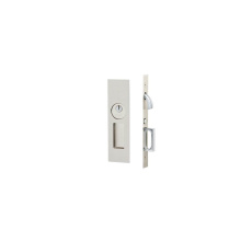 Emtek 2193US15 - Keyed, Knurled Narrow Modern Rectangular Pocket Door Mortise Lock, US15