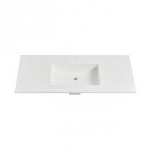  TS1-S4922MW1 - 1.5cm (5/8'') 49'' Matte White (MW) fdSTONE™ Top - single hole